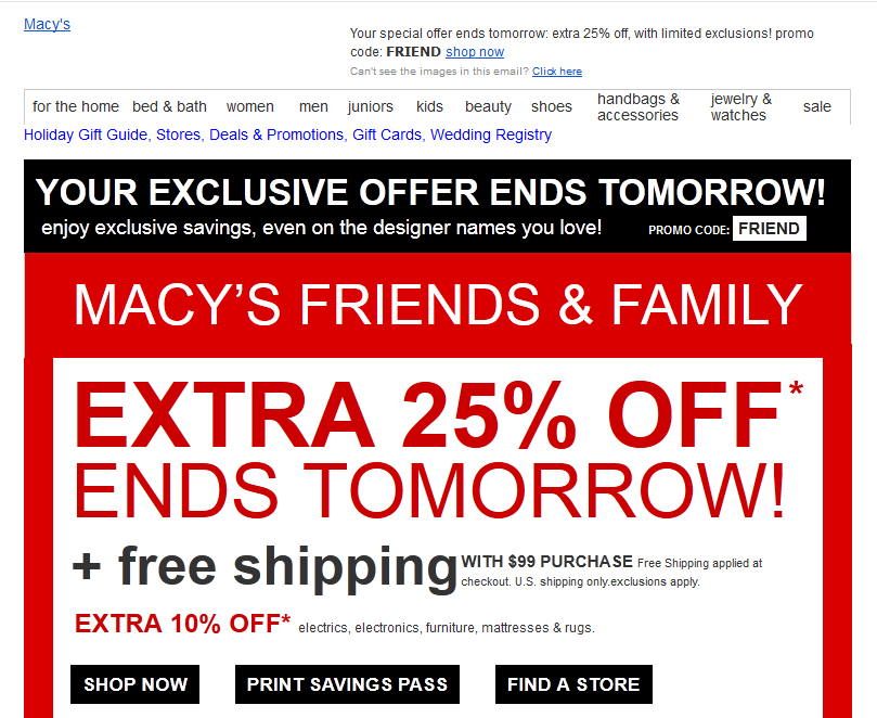 Macy's ad with no images