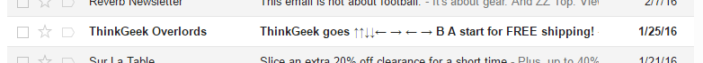 Konami Code subject line